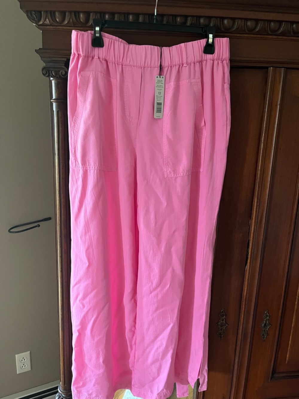 NWT-  Nic + Zoe Pink Wide-Leg Pull-On Pants